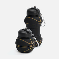 Складная бутылка для воды Basketball Flex, черная