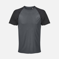 Футболка спортивная унисекс Vortex, черная с темно-серым