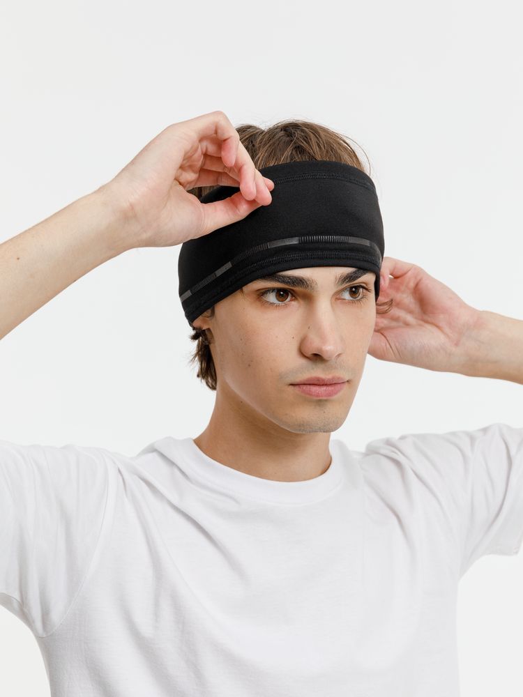 Спортивная повязка утепленная Jogge, черная Спортивная повязка утепленная Jogge, черная