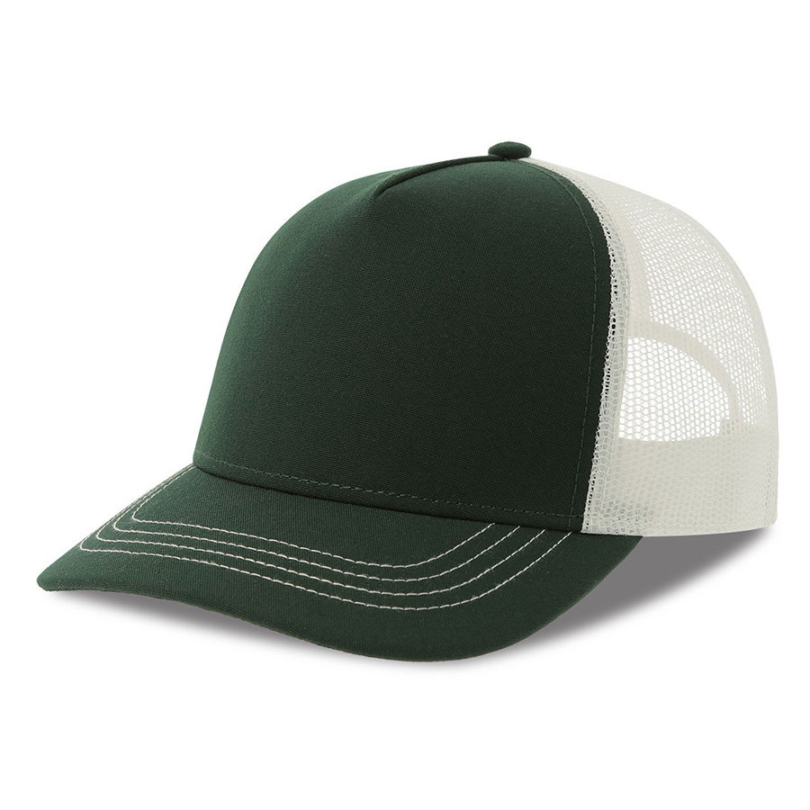 Бейсболка "RAPPER CANVAS-S", 5 клиньев, т. зел/белый, пласт.заст., 100% полиэстер, 270 г/м2